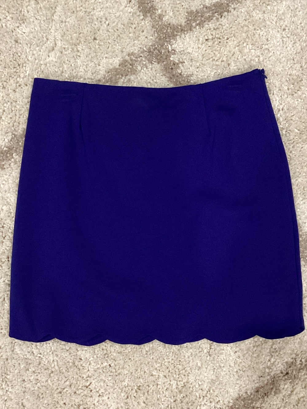 Feminine Scallop-Edge Mini Skirt in Royal Blue